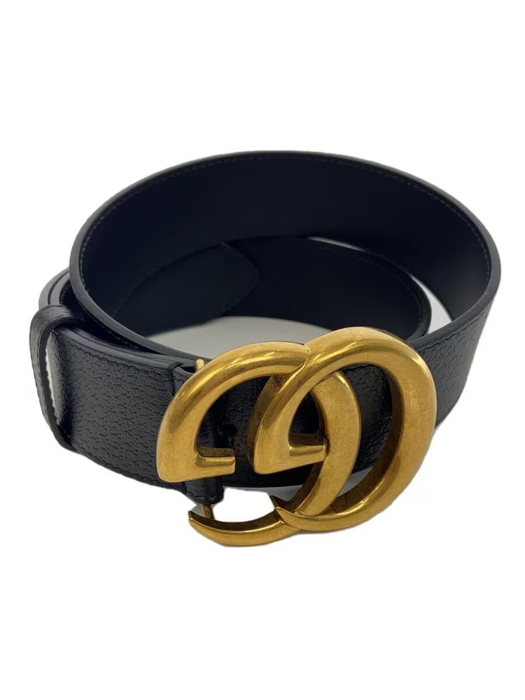 GUCCI GG Marmont Black Leather Belt for Men DJ20T Solid Color