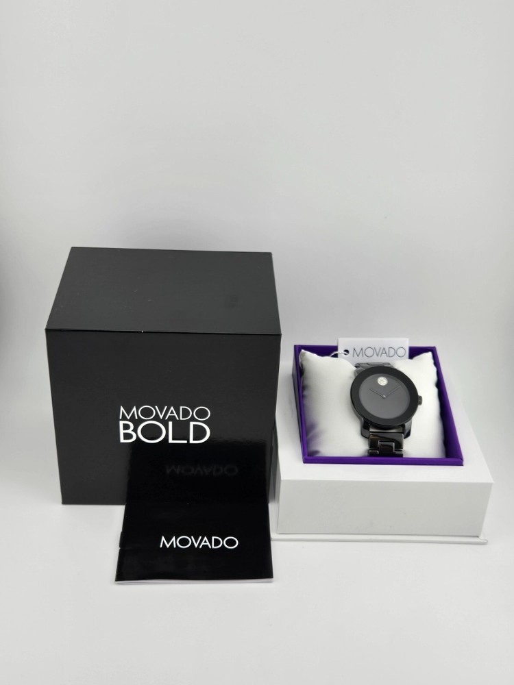 Movado Bold Black Ceramic Women's Watch 3600803 - $895 MSRP
