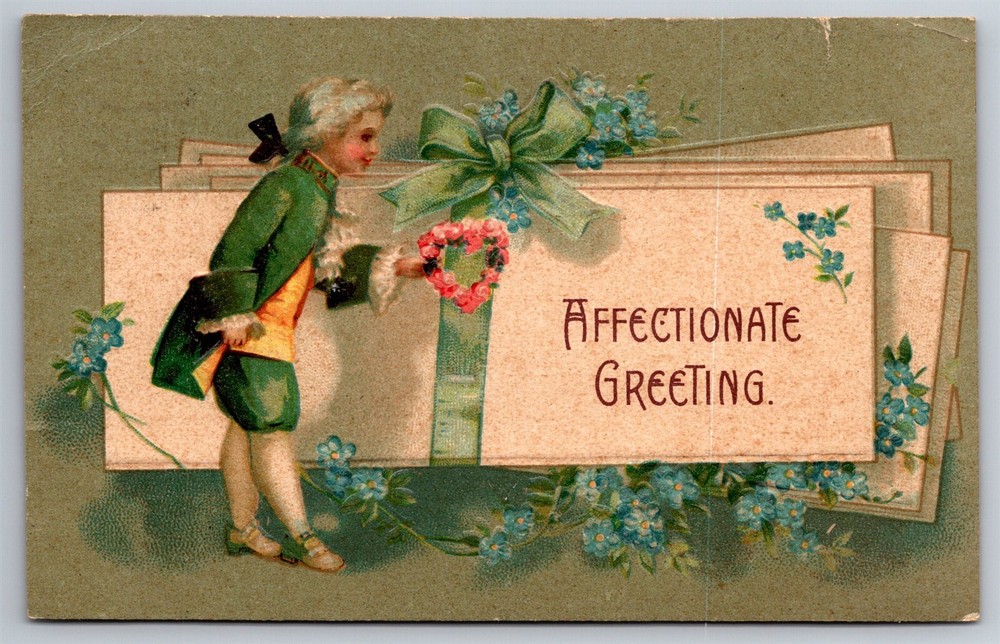 Affectionate Greeting Embossed Rose Heart Ellen Clapsaddle C1907 Postcard H5