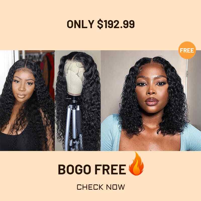 Bogo Free Kinky Curly 13×4 Lace And Free 5×5 Lace Water Wave Wig