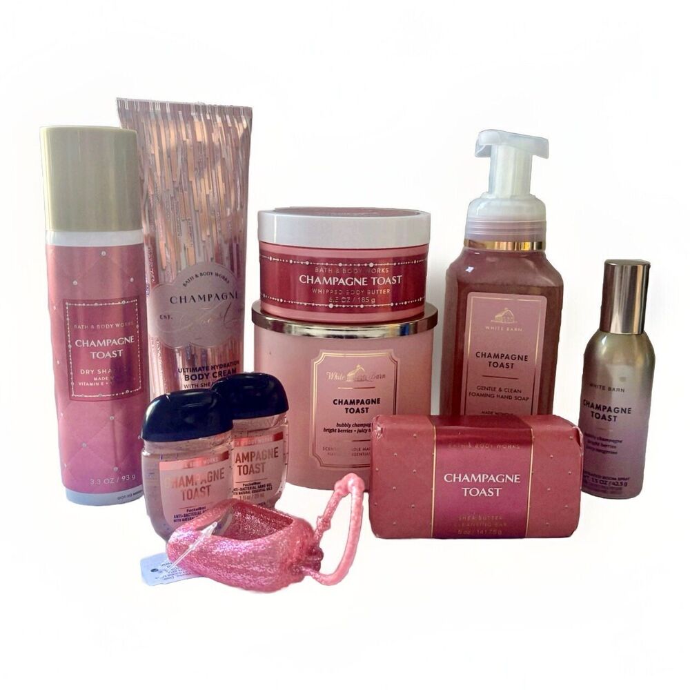 10 Pc Bath & Body Works CHAMPAGNE TOAST Set. Perfect For Valentines Day Gift!