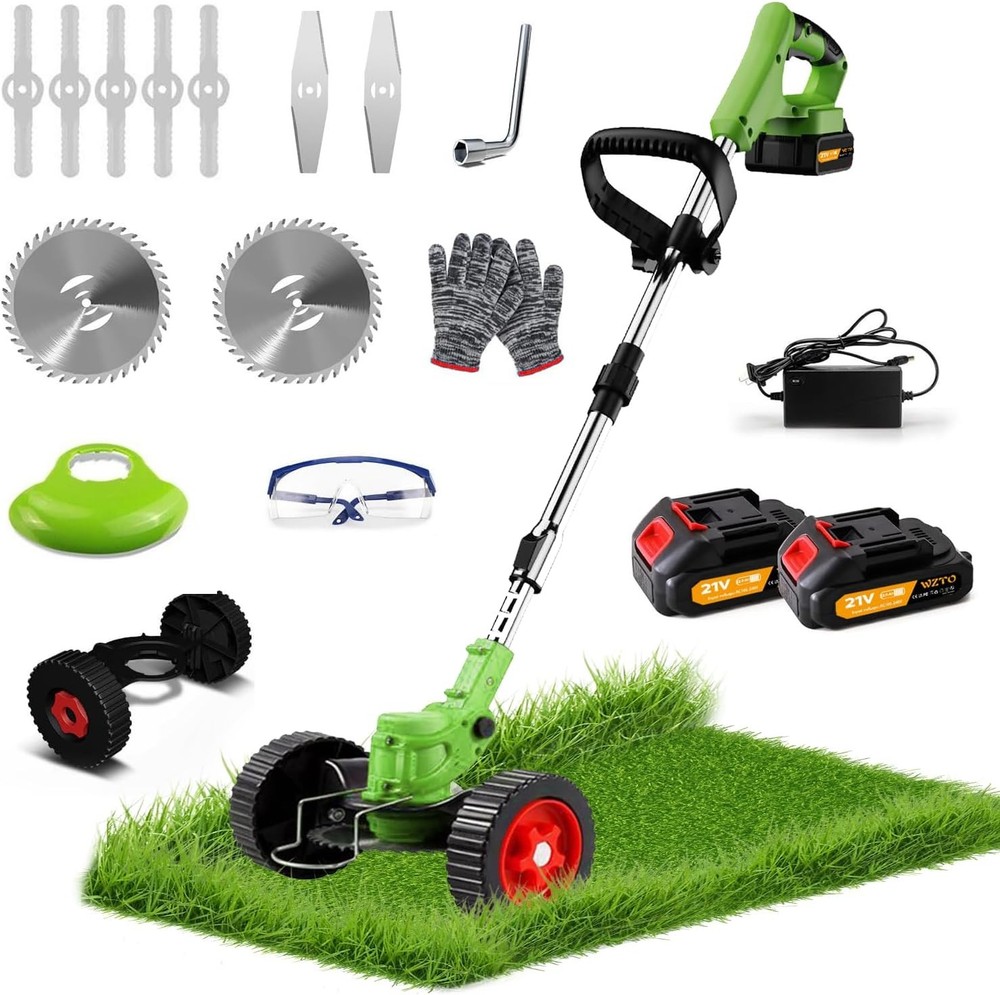Cordless Lawn Trimmer Weed Wacker, Cordless Garden Strimmer, Electric 21V Lawn