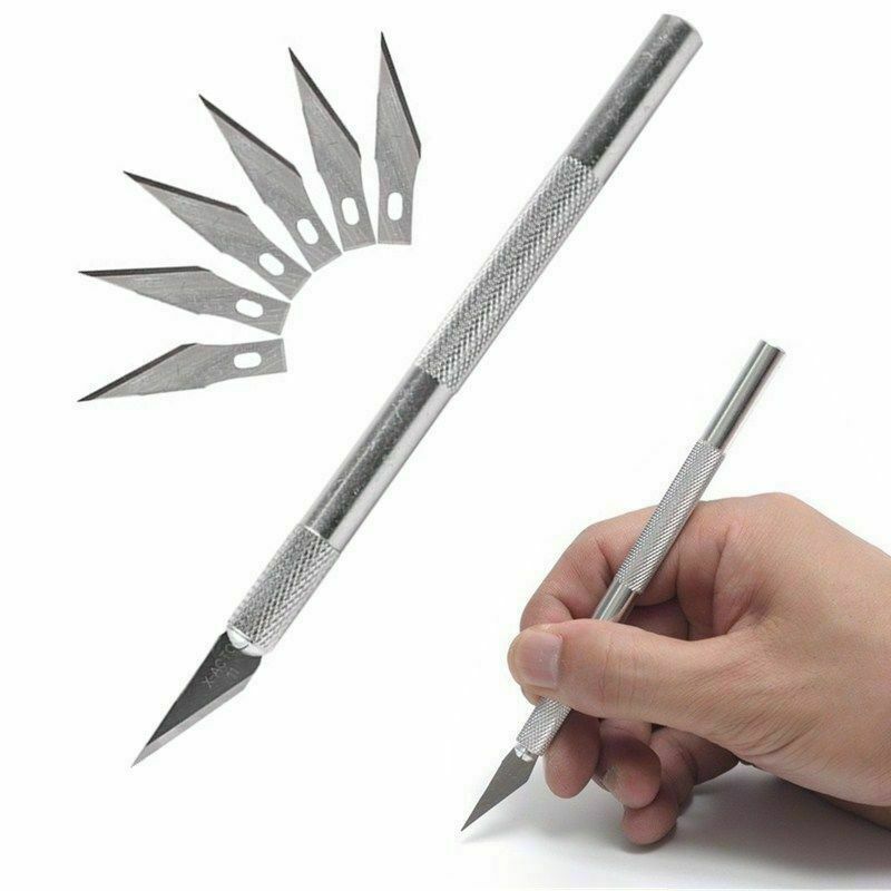 US PRO Hobby Exacto Knife Set 6 Blades Handle Craftsman Craft Tool Precision Kit