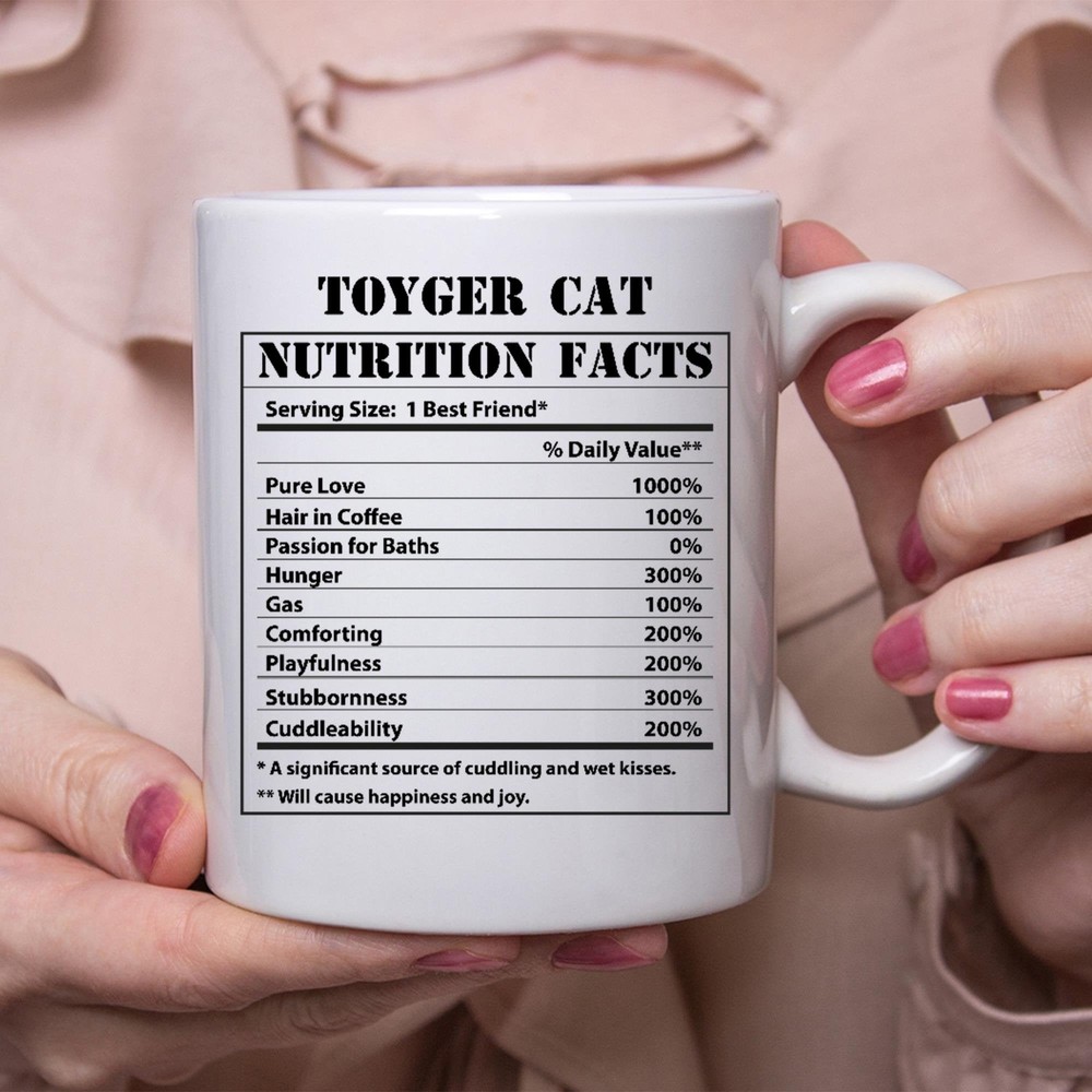 Funny Toyger Cat Gifts Nutritional Facts White Coffee Mug