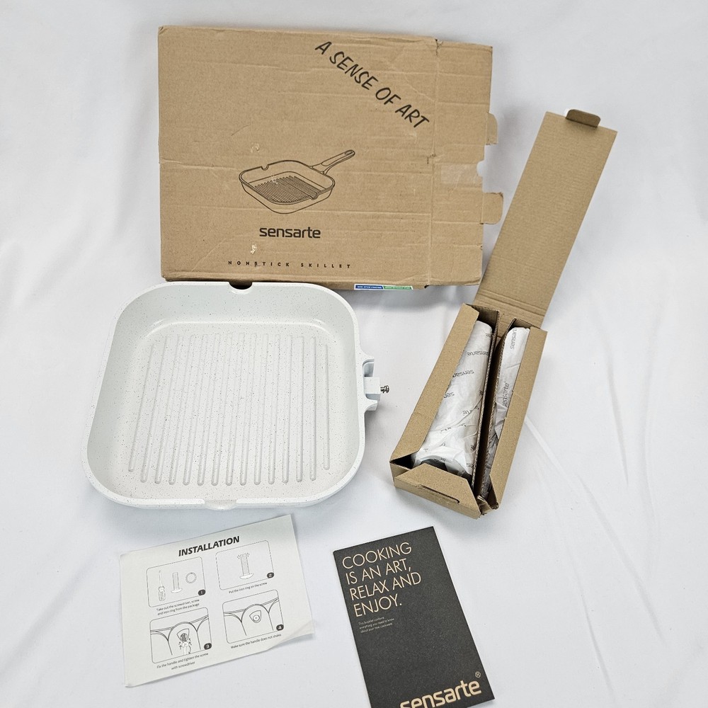 Nonstick Ceramic Square Grill Pan 9.5 Inch Stovetop Safe Versatile Cooking