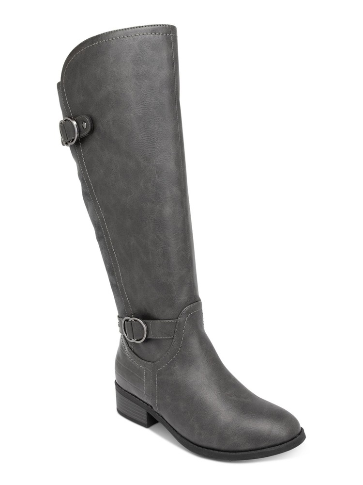 KAREN SCOTT Womens Gray Croc Leandraa Almond Toe Block Heel Boot Size 6 M