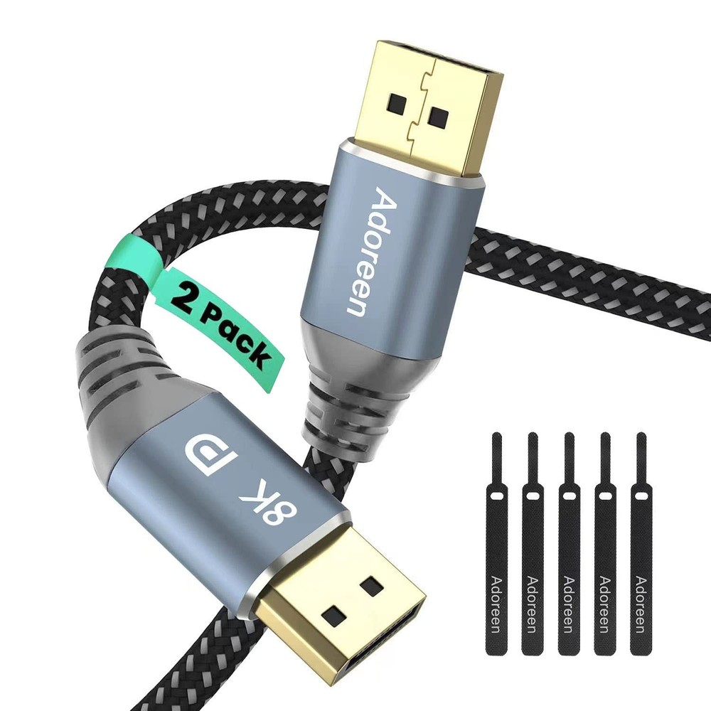 8K VESA Certified DisplayPort 1.4 Cable 1.5ft 2-Pack High-Speed DP Cord 1.5-30FT Options