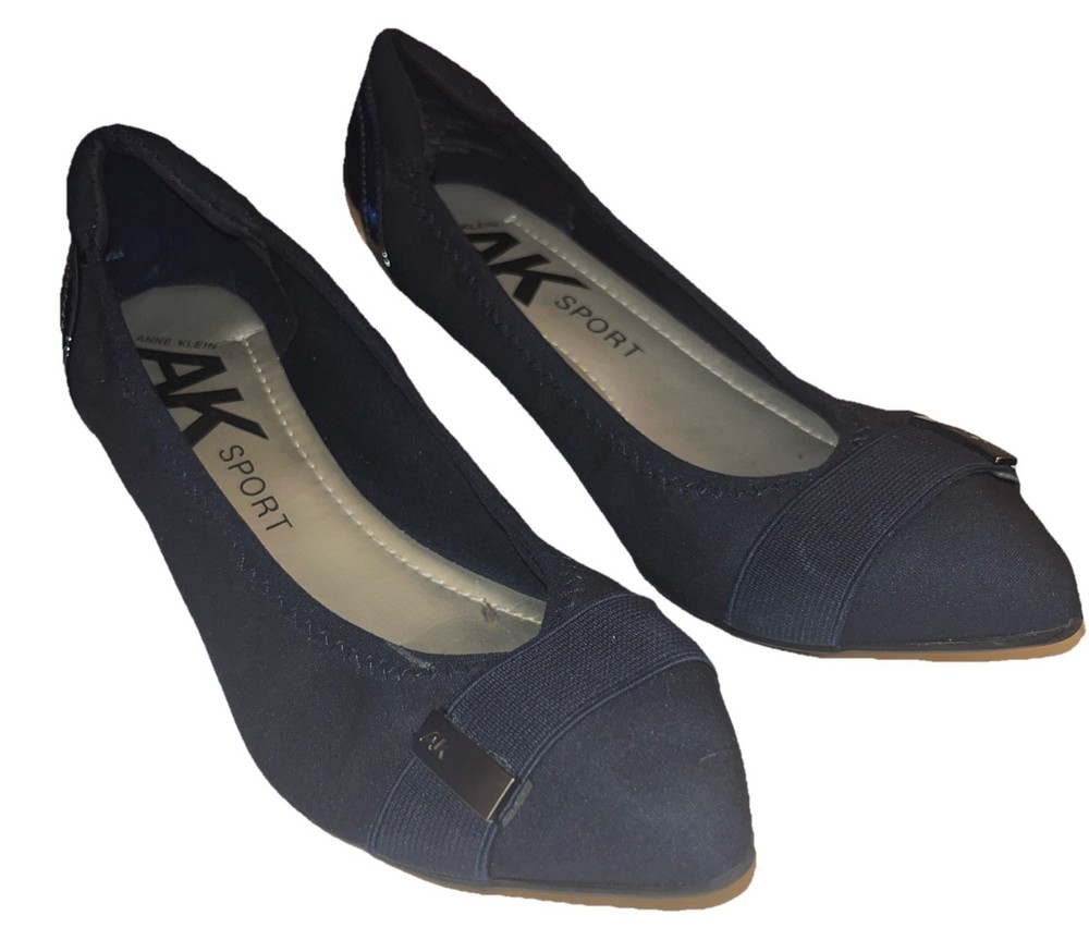 Anne Klein Shoes Sport Womens 8 M BLUE  Ballet Flats  Fabric Slip On Pointed Toe