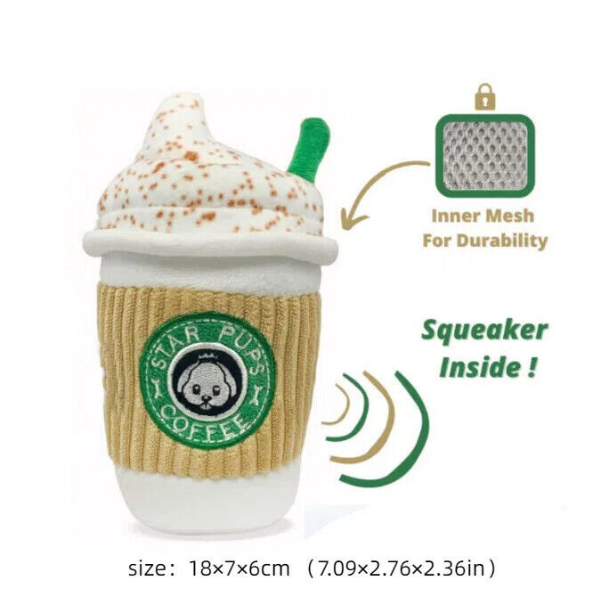 Latte plush Chew Toys For Dog Fun Pet Teeth Squeaky USstock