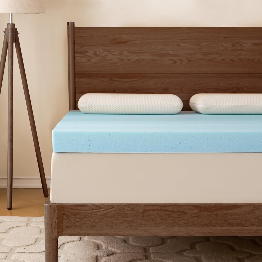 2 Inch Full Memory Foam Mattress Topper, Cooling Infused Mattress Pad, Ventil...