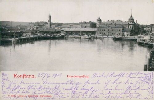 Ansichtskarte Konstanz 1902 Prägekarte glänzend Landungssteg  (Nr.789)