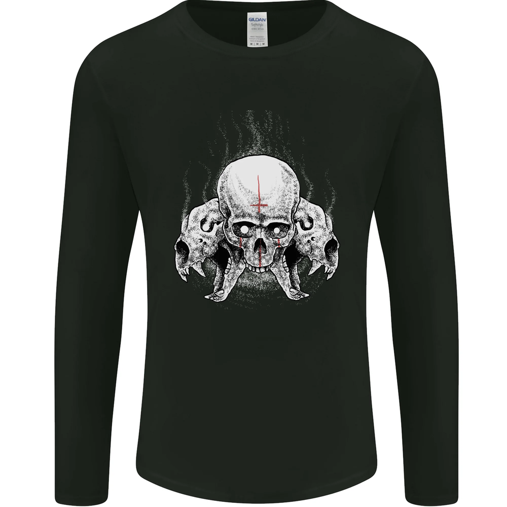 Satanic Skulls Gothic Biker Heavy Metal Mens Long Sleeve T-Shirt