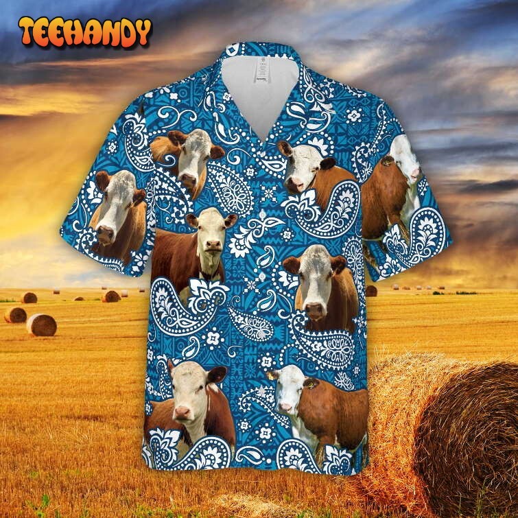 Paisley Hereford 3D Printed Hawaiian Shirt for Men and Women