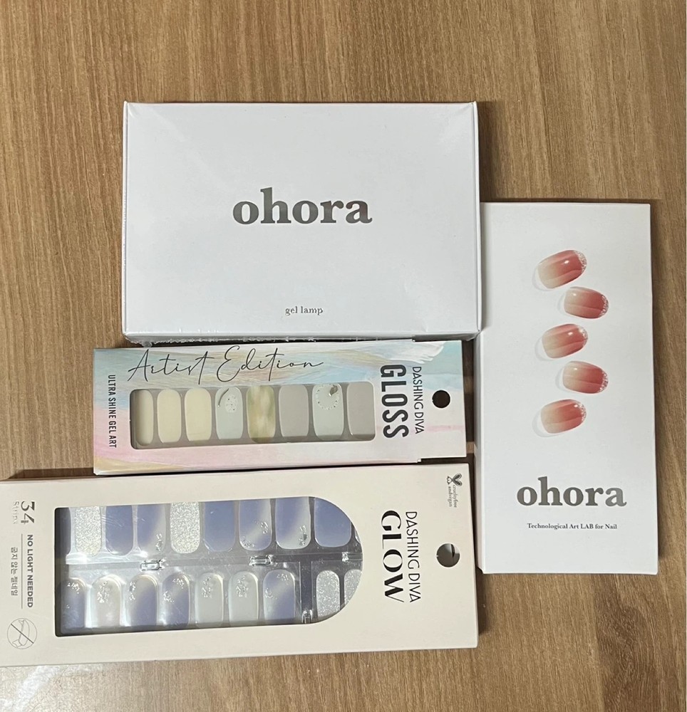 Ohora Gel Nail Sticker Strips Set Lot of 4 with Gel Lamp (New Starter Kit)