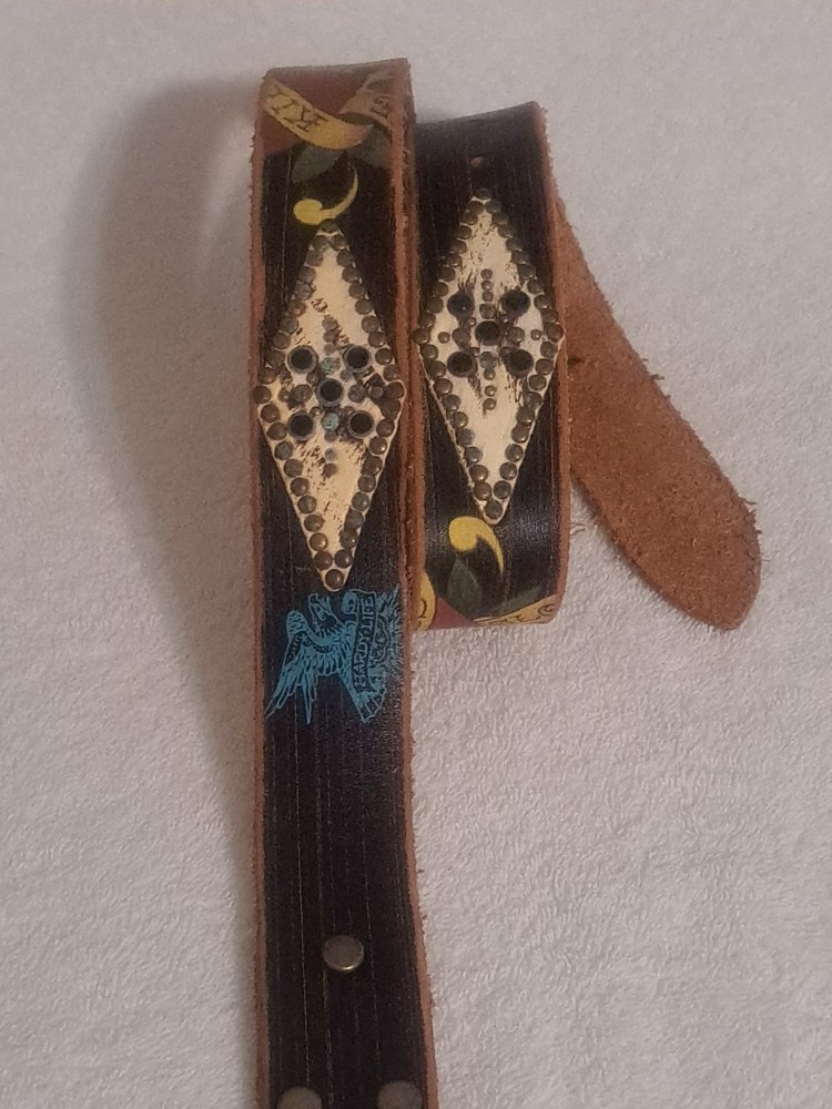 Vintage Y2K Rhinestone ED HARDY Buckle Belt 34