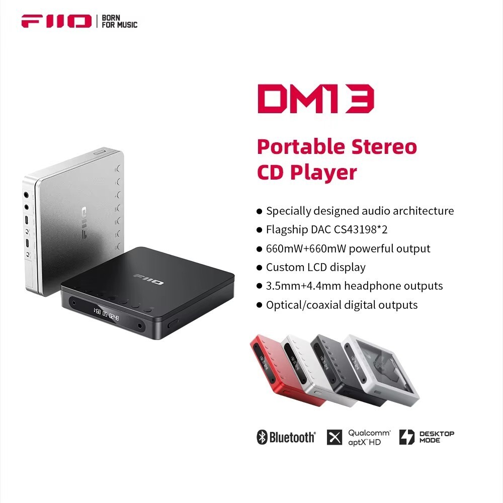FiiO DM13 portable CD player Bluetooth HiFi player 4.4 balanced high fidelity