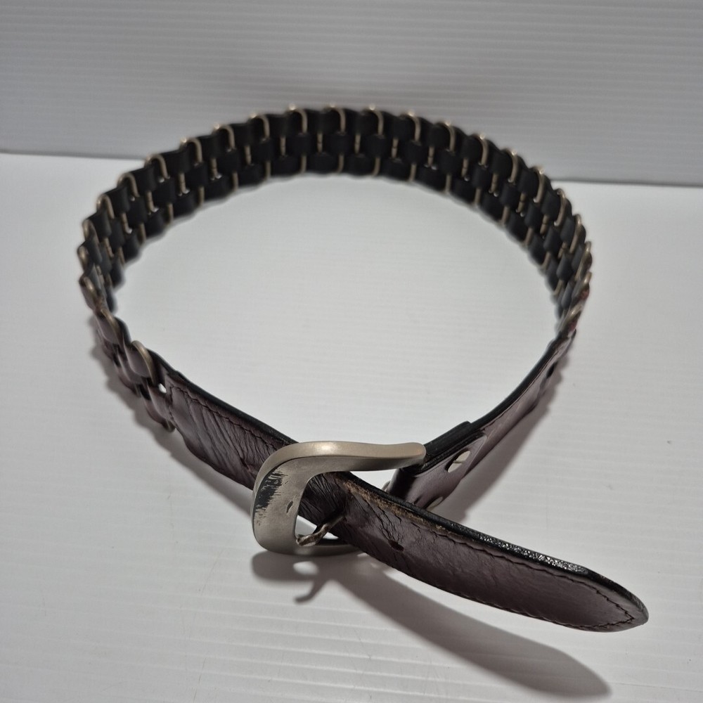 Vintage Devy Leather Metal Link Belt 73-79cm Width 5cm Model 8811