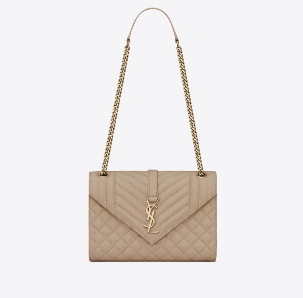 Saint Laurent Envelope Medium Chain Bag in Light Pink