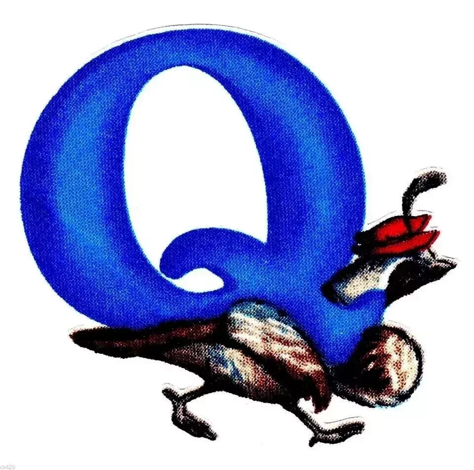 quail letter q heat transfer iron on silly animal not embroidered 4.5 inch USA