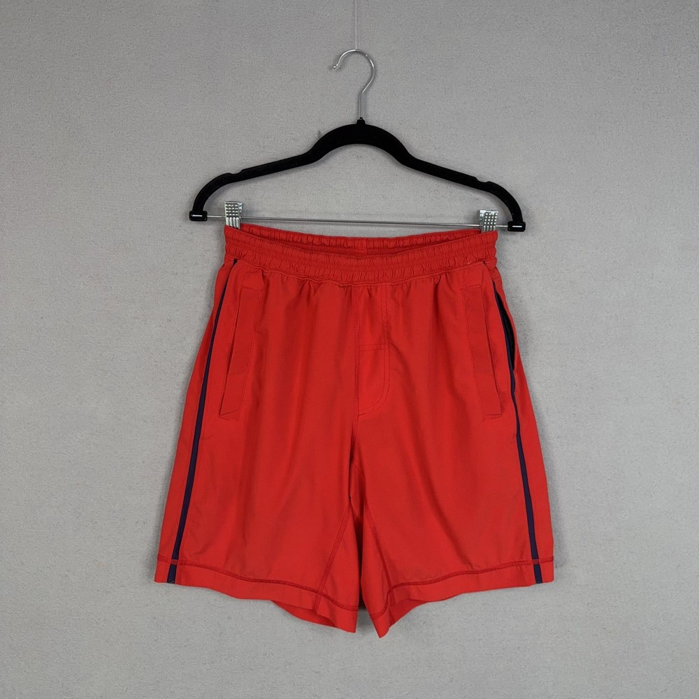 Lululemon Shorts Mens Medium Red Running Athletic Lined Drawstring Pockets Gym
