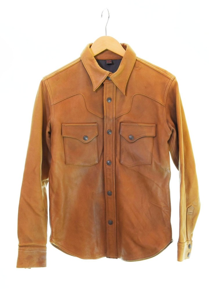 THE FLAT HEAD DEERSKIN Leather Shirt Jacket Brown 36 103MT-1514 Men's USED