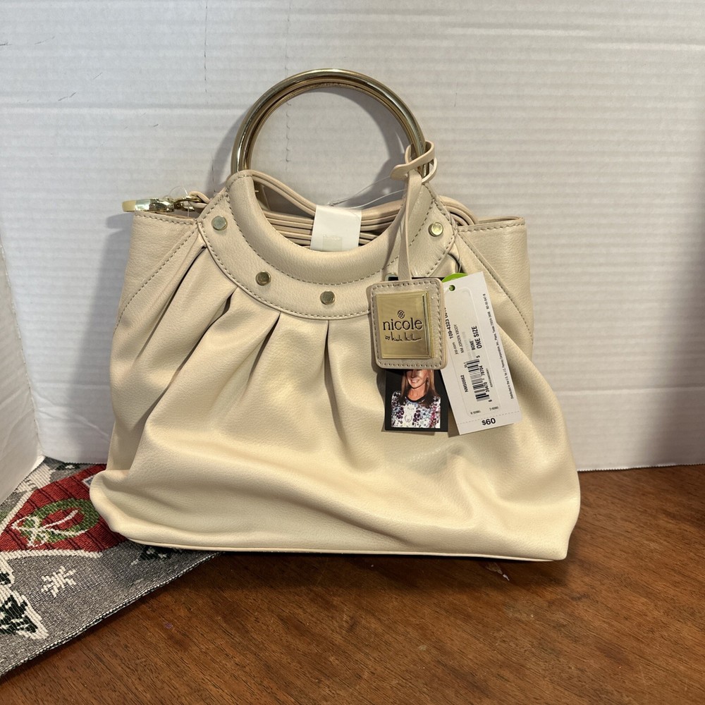 Nicole Miller Black Bone Crossbody Bag with Chain Strap