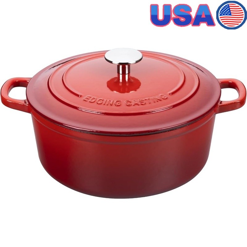 Enamel Dutch Oven Cast Iron Cookware Heavy Duty Self Circulation Heat Retention