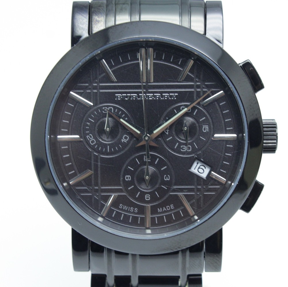 Burberry Men Chronograph Wristwatch Stainless Steel Black Quartz BU1373