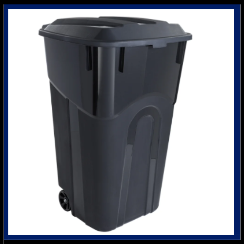 Hyper Tough 32 Gallon Wheeled Heavy Duty Plastic Garbage Can, Attached Lid,Black