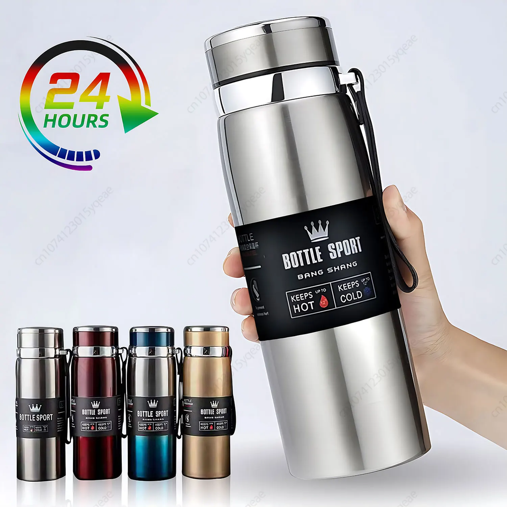 1000Ml Thermal Water Bottle Thermos Vacuum Flask Double Stainless Steel Coffee T