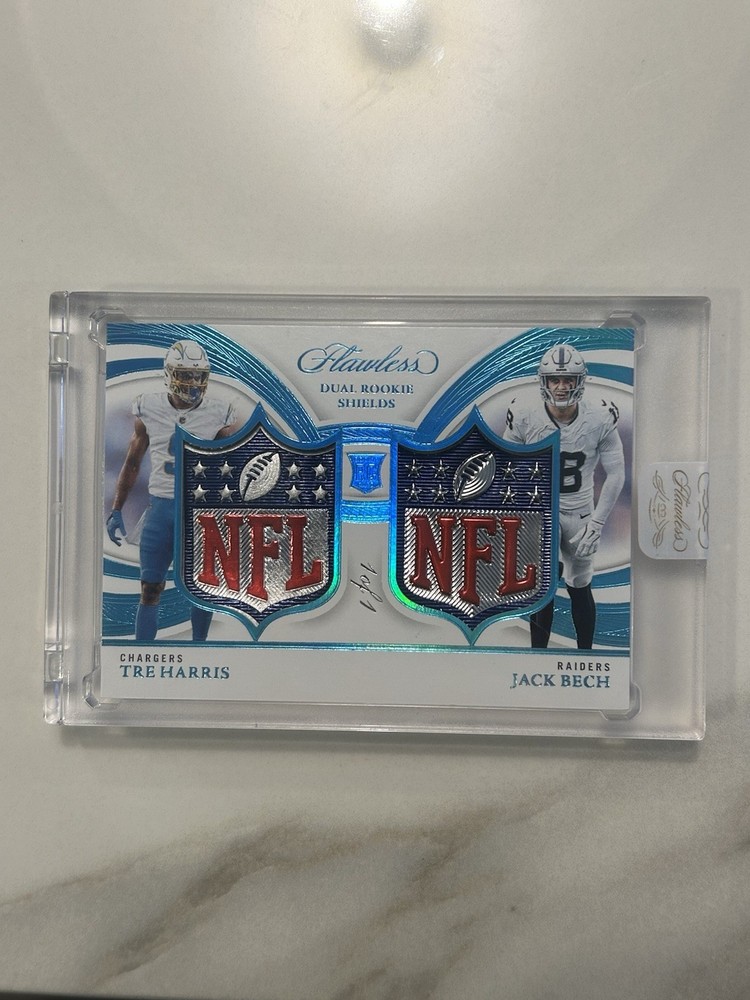 2025 Flawless Tre Harris Jack Bech Dual NFL Shield Rookie Patch 1/1