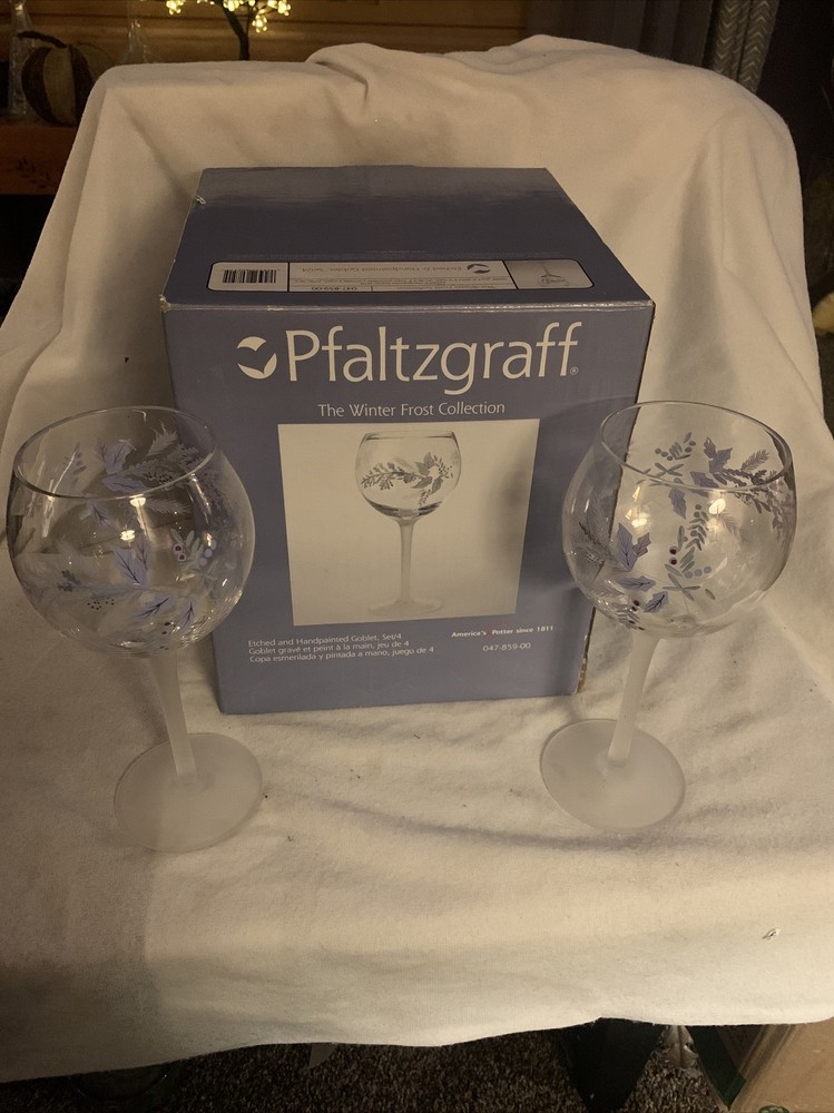 Pfaltzgraff Winter Frost 4-Piece Hand-Painted Goblet Set