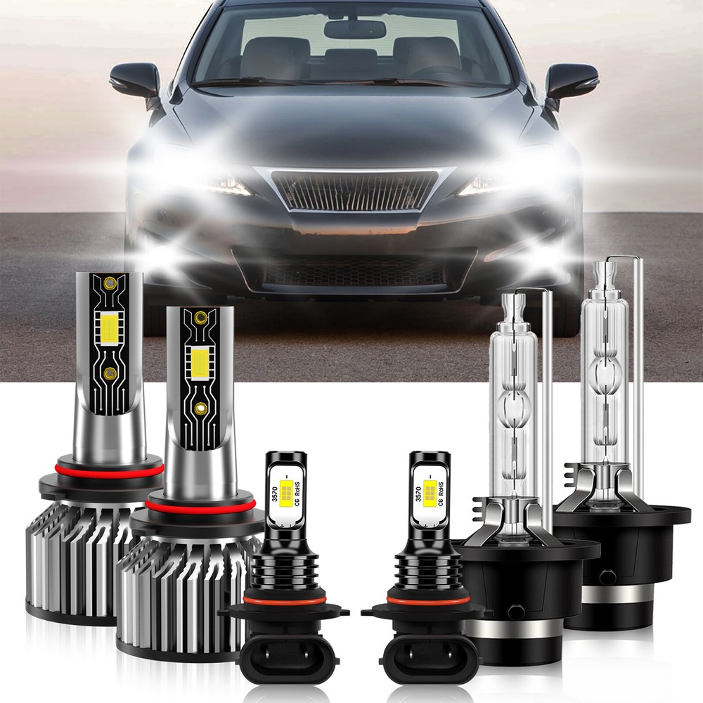 For Lexus IS350 2007-2010 Combo LED Headlight+Fog Lights Bulbs Kit White 6500K