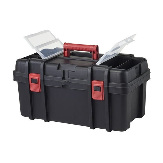 Hyper Tough 22-Inch Black Plastic Toolbox for Hardware Storage