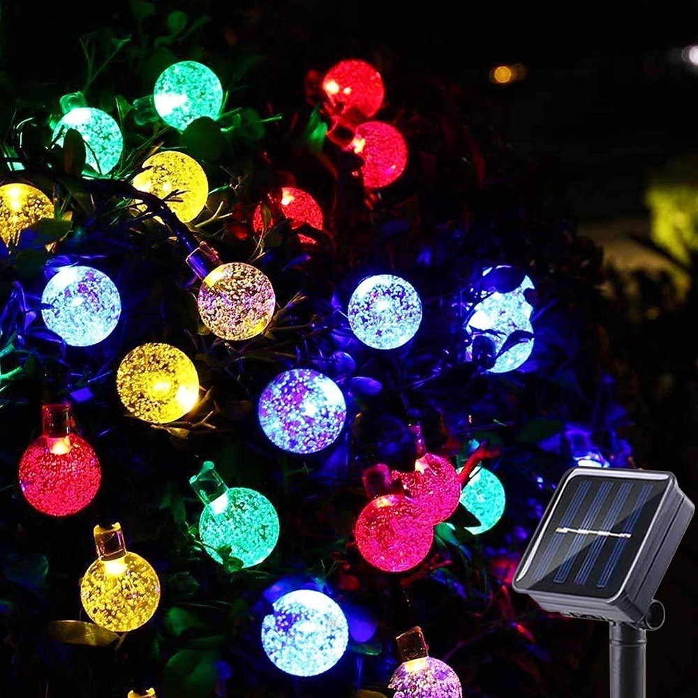 Solar String Lights Outdoor 2 Pack 200 Led 80FT Multi-Color Crystal Globe Lights
