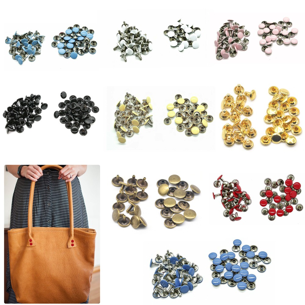 Double Cap Colorful 10mm Rivets for Leather Craft & Jacket Repair-image