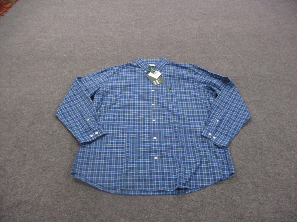 LL Bean Men's XL Blue Plaid Shirt for Hiking & Business Casual