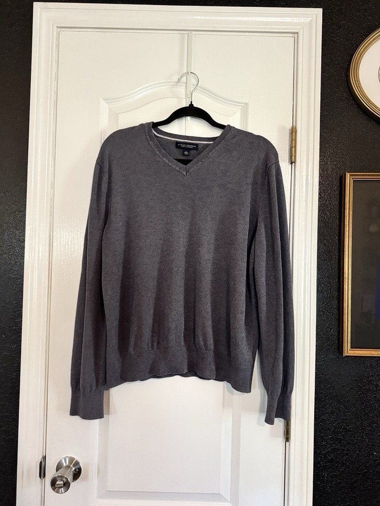Banana Republic Silk Cashmere Blend V-Neck Sweater Size Large Gray