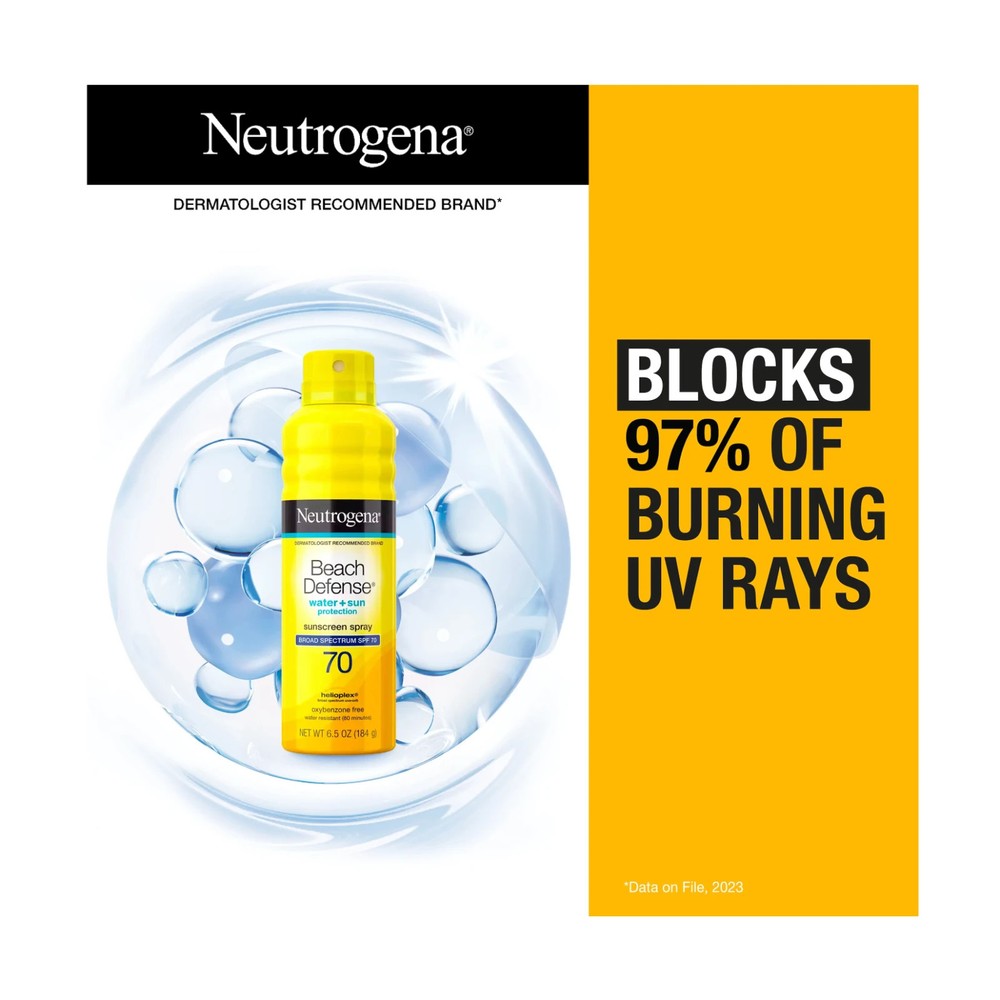 Neutrogena Beach Defense SPF 70 Sunscreen Spray Water Resistant Lotion