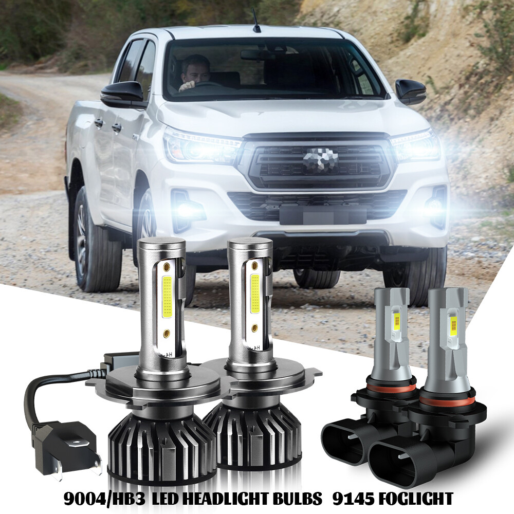 For Toyota Hilux 2004-2019 6000K 9003 LED Headlights Hi/Lo Beam Fog Light Bulbs