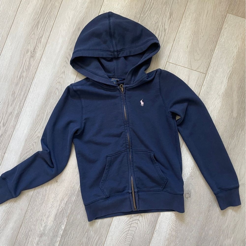Polo Ralph Lauren Terry Full Zip Hoodie Jacket Blue (Kids Size 8-10)