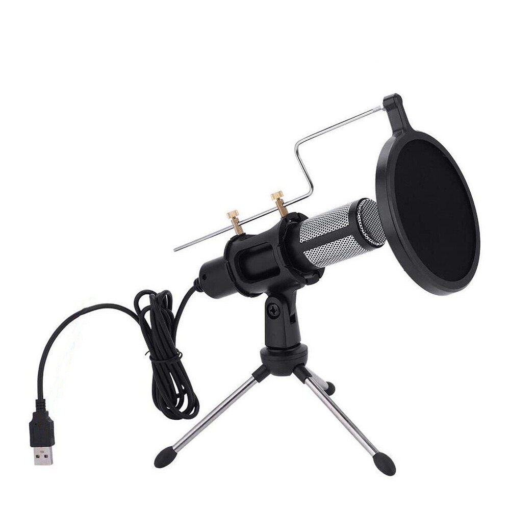 USB Condenser Microphone with Tripod Stand Kit for Gaming Chat Studio Recording