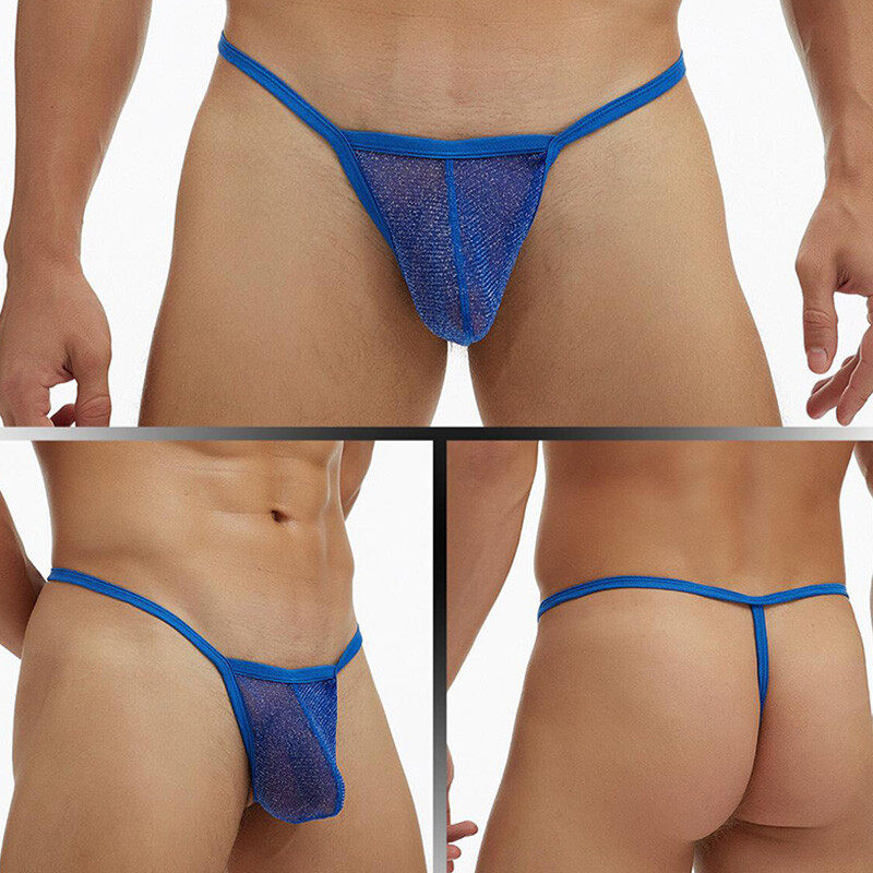 Mens Mesh See-through Pouch G-string Briefs Underwear T-back Thong V-string#88
