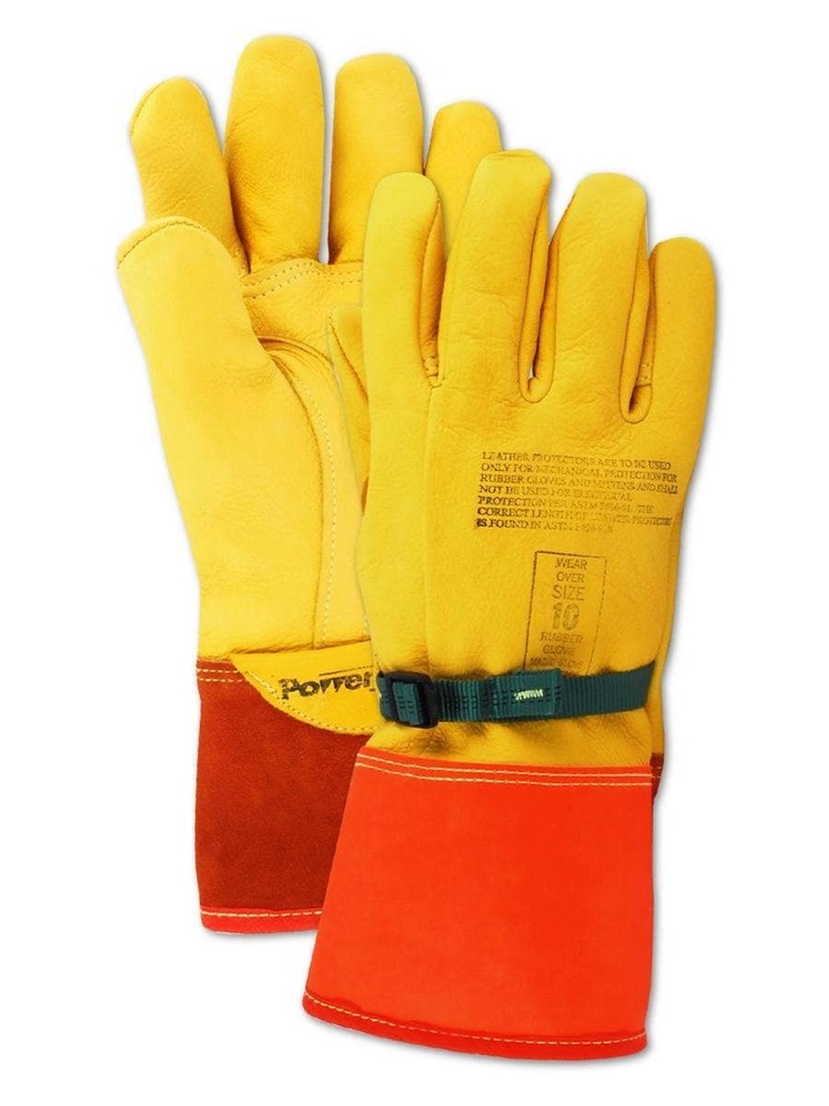 MAGID Leather Lineman Electrical Protector Work Gloves Size 8 for Safety and Durability