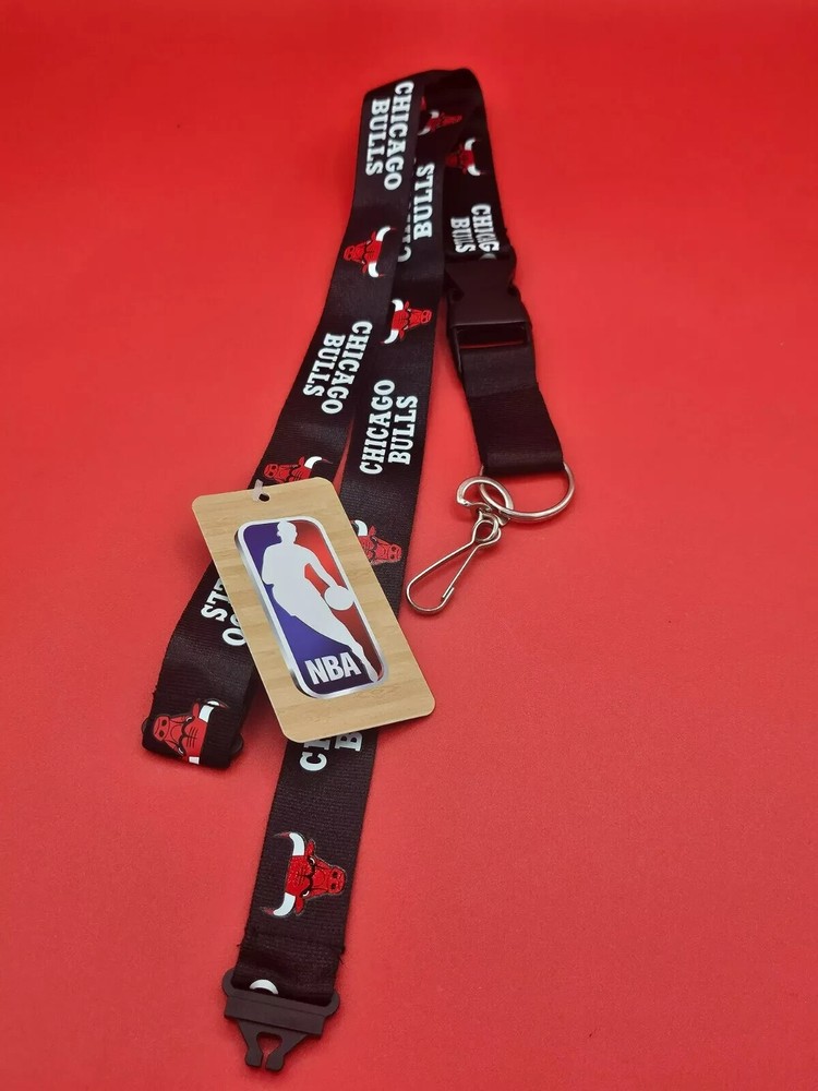 CHICAGO BULLS ARGYLE PATTERN LANYARD KEYCHAIN REVERSIBLE NBA OFFICIAL LICENSED