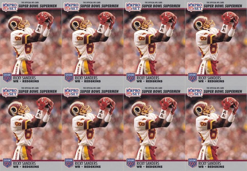 (8) 1990-91 Pro Set Super Bowl 160 Football #49 Ricky Sanders Redskins Card Lot