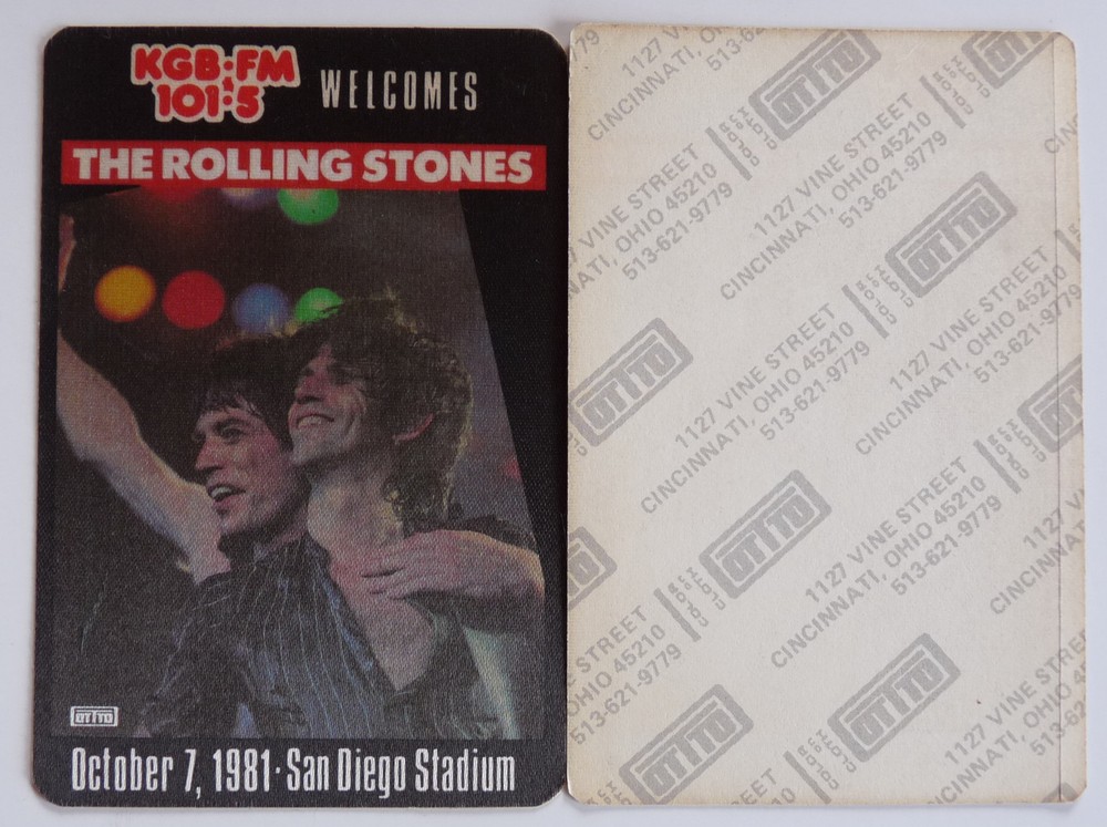 Rolling Stones 10/7/81 1981 Tour Concert Backstage Pass D9