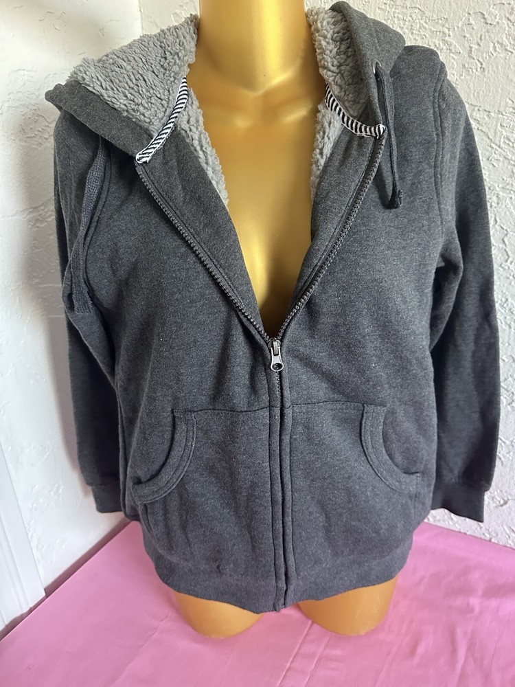 Grey soft sweater hoodie zip up size SMALL
