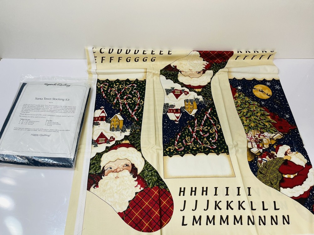 New Santa Town Thimbleberries Stockings Kit – Complete Keepsake Quilting Set