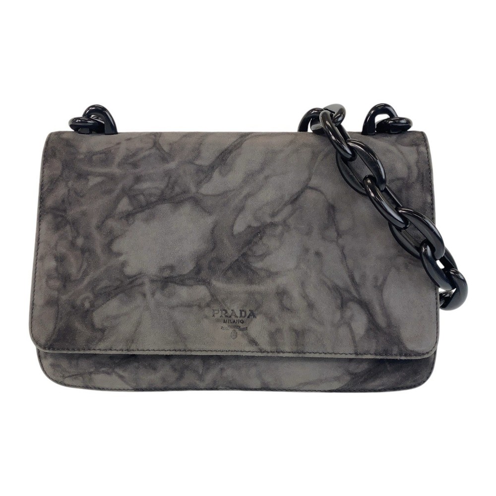 RARE PRADA PlaChain gray suede plastic diagonal shoulder bag